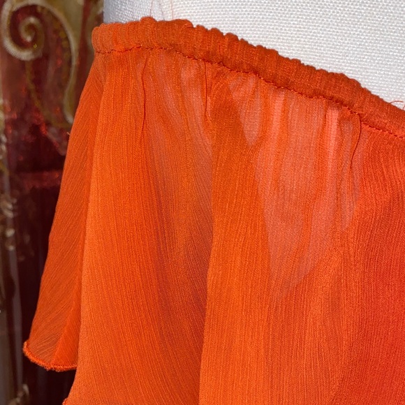 Vibrant Orange Ruffle Blouse - Picture 11 of 17